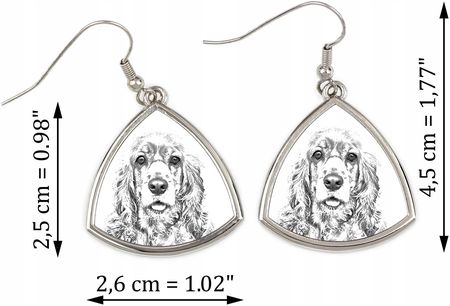 Art-Dog Cocker spaniel amerykański trójkątne wiszące kolczyki z psem ze zdjęciem - zdjęcie 3