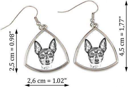 Art-Dog Amerykański toy terrier trójkątne wiszące kolczyki z psem ze zdjęciem - zdjęcie 3