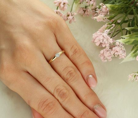 Diament Pierścionek Złoty Z Diamentem Pierścionek Zaręczynowy Z 0,01 Ct Diamentem W Rozmiarze 8 Rr776Y - zdjęcie 2
