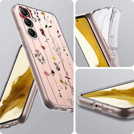 Etui Do Samsung A54 5G Przezroczyste Kwiaty Silikon Ochrona Case Szkło - zdjęcie 4