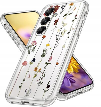 Etui Do Samsung A54 5G Przezroczyste Kwiaty Silikon Ochrona Case Szkło - zdjęcie 3
