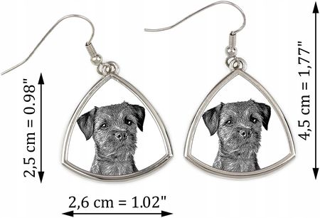 Art-Dog Border Terrier trójkątne wiszące kolczyki z psem ze zdjęciem - zdjęcie 3