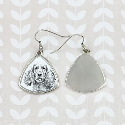Art-Dog Cocker spaniel angielski trójkątne wiszące kolczyki z psem ze zdjęciem - zdjęcie 2
