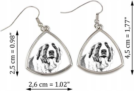 Art-Dog Bernardyn trójkątne wiszące kolczyki z psem ze zdjęciem personalizowane - zdjęcie 3
