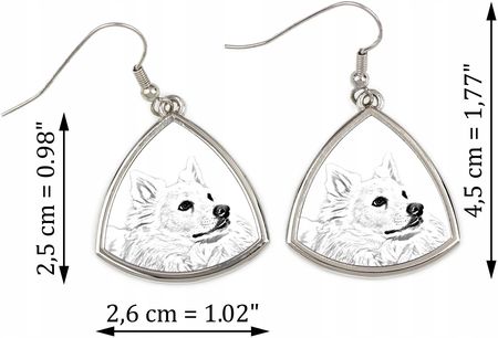 Art-Dog American Eskimo Dog trójkątne wiszące kolczyki z psem ze zdjęciem - zdjęcie 3