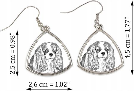 Art-Dog Cavalier King Charles Spaniel trójkątne wiszące kolczyki z psem zdjęcie - zdjęcie 3