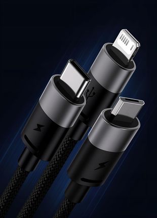 KABEL 3 w 1 BASEUS - SZYBKIE ŁADOWANIE, 1,2m All-in-One, USB typ C, mikro - zdjęcie 6