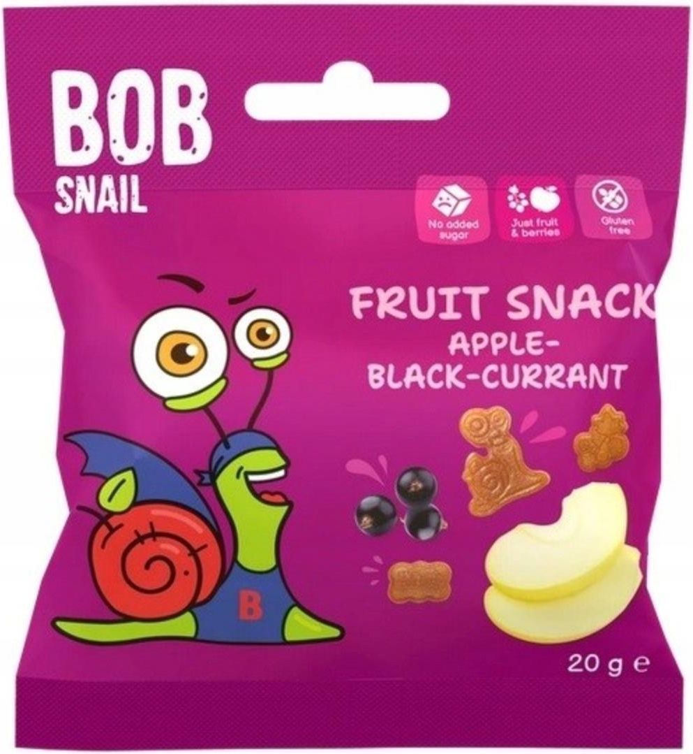 Zdjęcie Eco-Snack Bob Snail Owocowa Przekąska O Smaku Jabłko-Czarna Porzeczka Zdrowe Przekąski 20g - Małomice