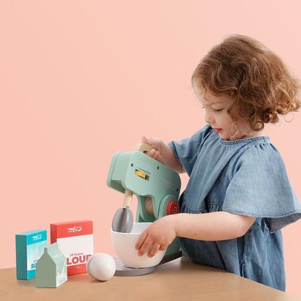 Owl & Fox Drewniany Zestaw Do Pieczenia Mikser Z Akcesoriami Robot Kuchenny Montessori - zdjęcie 6