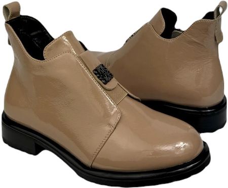 Botki damskie ARTIKER 55C1125 KHAKI LAKIER/ BEŻ (38, Beżowy) - zdjęcie 4