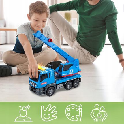 Malplay Dźwig Z Napędem Żuraw Sterowany Światło Dźwięki Auto Pojazd Budowlany - zdjęcie 6