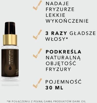 Sebastian Professional Dark Oil Olejek Dodający Włosom Blasku 30ml - zdjęcie 2
