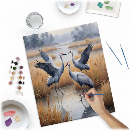 Malowanie Po Numerach Obraz Z Ramą 40X50Cm Blejtram Na Krośnie Żurawie - zdjęcie 4