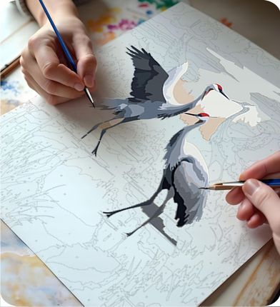 Malowanie Po Numerach Obraz Z Ramą 40X50Cm Blejtram Na Krośnie Żurawie - zdjęcie 2