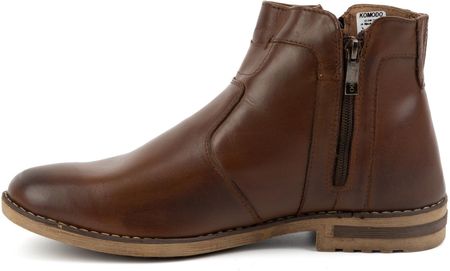 Buty męskie skórzane zimowe sztyblety ocieplane 887K brązowe - zdjęcie 2