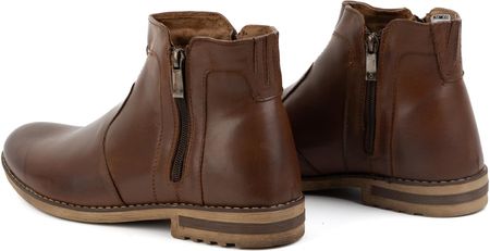 Buty męskie skórzane zimowe sztyblety ocieplane 887K brązowe - zdjęcie 3