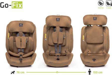 LEKKI FOTELIK SAMOCHODOWY ISOFIX GO-FIX GOFIX I-SIZE 76-150CM REGULOWANY MOKKA - zdjęcie 2