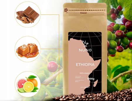 Nuno Ziarnista 2kg Arabika Świeża 72H Od Wypalenia Etiopia Kolumbia - zdjęcie 2
