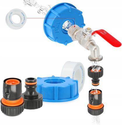 Trcr Zawór Czerpalny Kran Mauzera Zbiornika 1000L 1/2X3/4 Ibc Szybkozłączka Wąż - zdjęcie 3