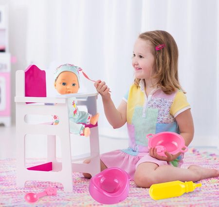 Malplay Lalka Bobas Do Karmienia W Ubranku Miękka Sztućce Nocnik Akcesoria Butelka - zdjęcie 5