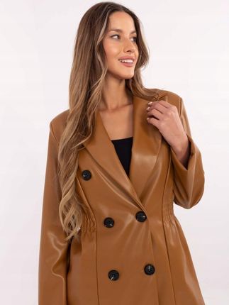 Marynarka dwurzędowa z ecoskóry camelowa L/XL - zdjęcie 2