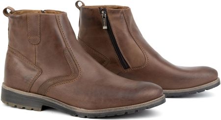 Buty męskie trzewiki skórzane zimowe 924K brązowe - zdjęcie 3