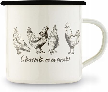 Tadar Kubek Emaliowany Retro Herbata Kawa Duży Z Nadrukiem O Kurczaki 500ml - zdjęcie 3