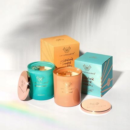 Crystallove Świeca Sojowa Z Amazonitem Lemon Lime 400G Limited Edition - zdjęcie 2