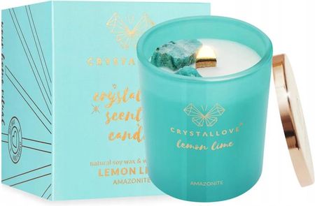 Crystallove Świeca Sojowa Z Amazonitem Lemon Lime 400G Limited Edition - zdjęcie 5