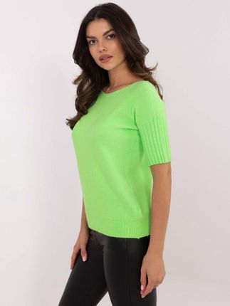 Sweter z krótkim rękawem zielony Italy Moda - zdjęcie 3