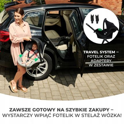 Kinderkraft Newly Mink Pro Beżowy Głęboko Spacerowy + Fotelik + Baza - zdjęcie 2