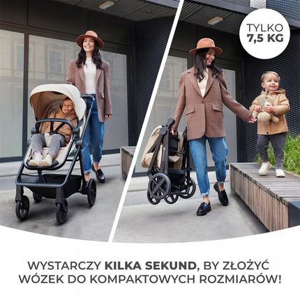 Kinderkraft Newly Mink Pro Beżowy Głęboko Spacerowy + Fotelik + Baza - zdjęcie 5