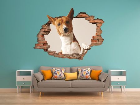 Centrumnaklejek 2M Studio Dziura W Ścianie 3D Nr 109 Pies Dziura W Ścianie Z Cegieł Naklejka 3D - zdjęcie 2