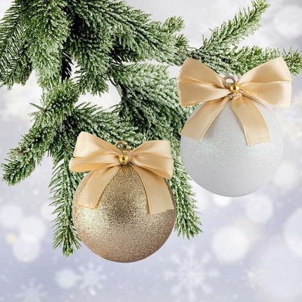 Be Happy Ozdoby Na Choinkę Bombki Choinkowe Nietłukące Złote Białe 6 CM Na Święta - zdjęcie 4