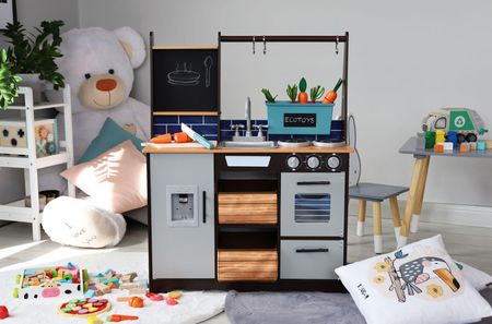 Ecotoys Duża Drewniana Kuchnia Dla Dzieci Akcesoria - zdjęcie 5