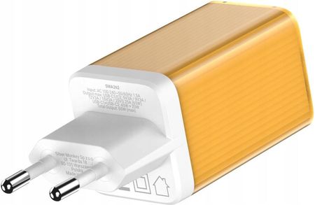Silver Monkey Ładowarka Sieciowa Gan 65W 2X Usb-C Żółty - zdjęcie 2