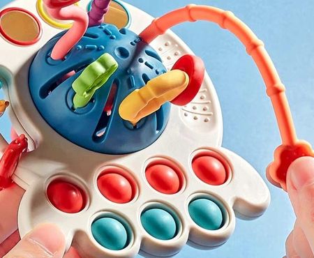 Ośmiornica Sensoryczna wielofunkcyjna zabawka dla dzieci Gryzak 4w1 - zdjęcie 6