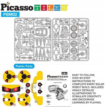 Picassotiles Robot Solarny Interaktywny 3W1 3 Roboty Zasilany Słońcem Edukacyjny - zdjęcie 4