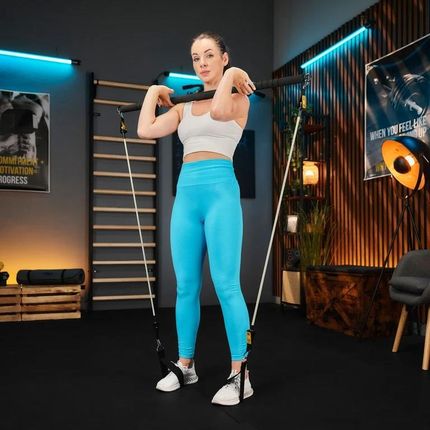 Trex Sport Drążek Do Ćwiczeń Pilatesu Kij 4X Gumy Oporowe Ekspandery Z Drążkiem Czarny - zdjęcie 2