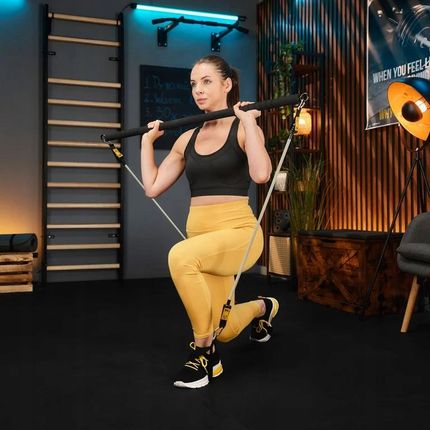 Trex Sport Drążek Do Ćwiczeń Pilatesu Kij 4X Gumy Oporowe Ekspandery Z Drążkiem Czarny - zdjęcie 5