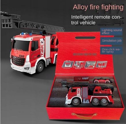 Alloy Wóz Strażacki Na Wodę Straż Pożarna Zdalnie Sterowany Akumulatorek Metal - zdjęcie 4