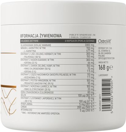 OstroVit Slim Care Glukomannan & L-karnityna & Ekstrakt z Zielonej Herbaty 180 kapsułek - zdjęcie 4