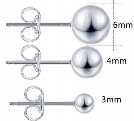 Kolczyki Srebrne 925 Śliczne Sztyft Kuleczki 3 Mm.srebro 925 - zdjęcie 2