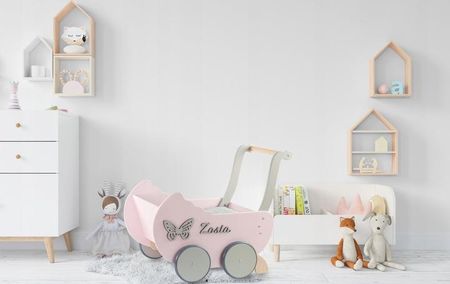 Ekids Drewniany Wózek Dla Lalek + Imię - zdjęcie 3