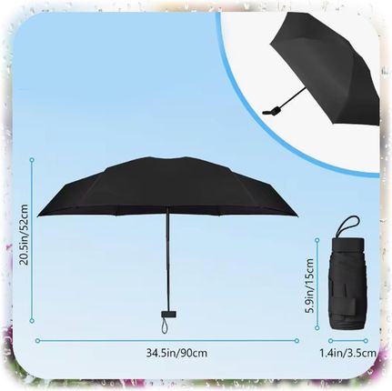 Parasol Mini Składany Manualny Parasolka Mała Kompaktowy Kieszonkowy Etui - zdjęcie 5