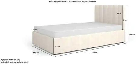 Dolmar Łóżko 120X200 Z Pojemnikiem Mossa 12 (MOSSA120BEŻOWY) - zdjęcie 3