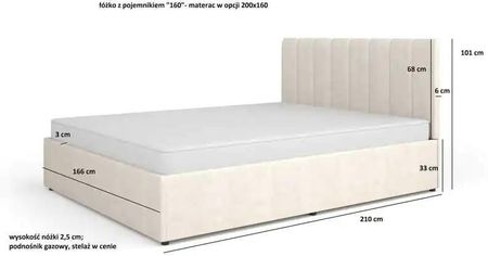 Dolmar Łóżko 160X200 Z Pojemnikiem Mossa 12 (MOSSA160BEŻOWY) - zdjęcie 2