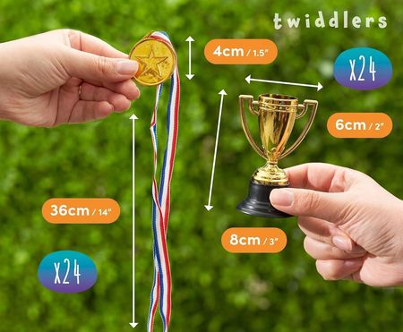 Zestaw Złotych Mini 12 Medali I Pucharów Dla Dzieci The Twiddlers - zdjęcie 4