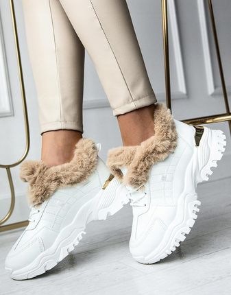 Białe botki z futerkiem sportowe sneakersy rozmiar 38 - zdjęcie 2