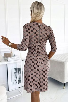 Sukienka damska wyszczuplająca trapezowa monogram elegancka z wiskozy - zdjęcie 5